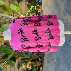 Barbie Mattel logo pink black pullover sweater medium